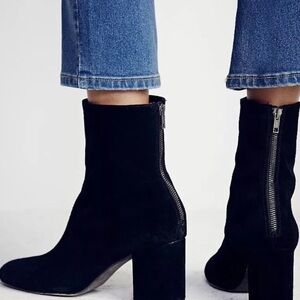 Free People Cecile Suede Ankle Block Heel Boots Sz 8